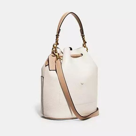 NWT COACH Lora Bucket Shoulder Bag Pebble Leather Crossbody Colorblock Medium - Picture 2 of 8